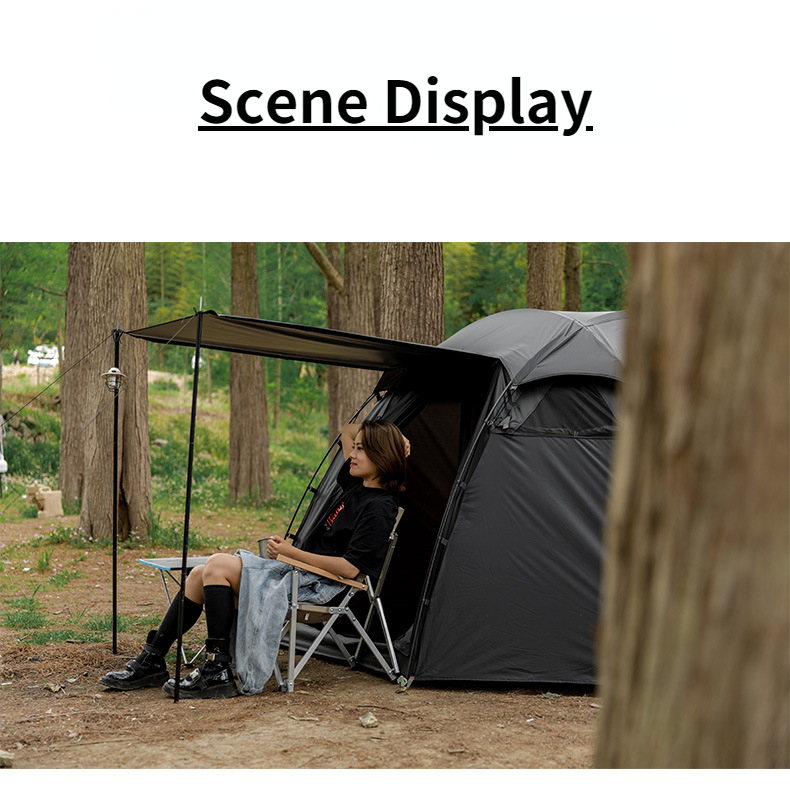 Cheap Goat Tents Mountainhiker SZK281 3 4 Person Outdoor Round Tents 210T Polyester Waterproof Shelter Tear Resistant Black Camping Dome Tent   